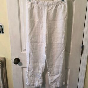 Eileen Fisher white linen windowpane pants M
